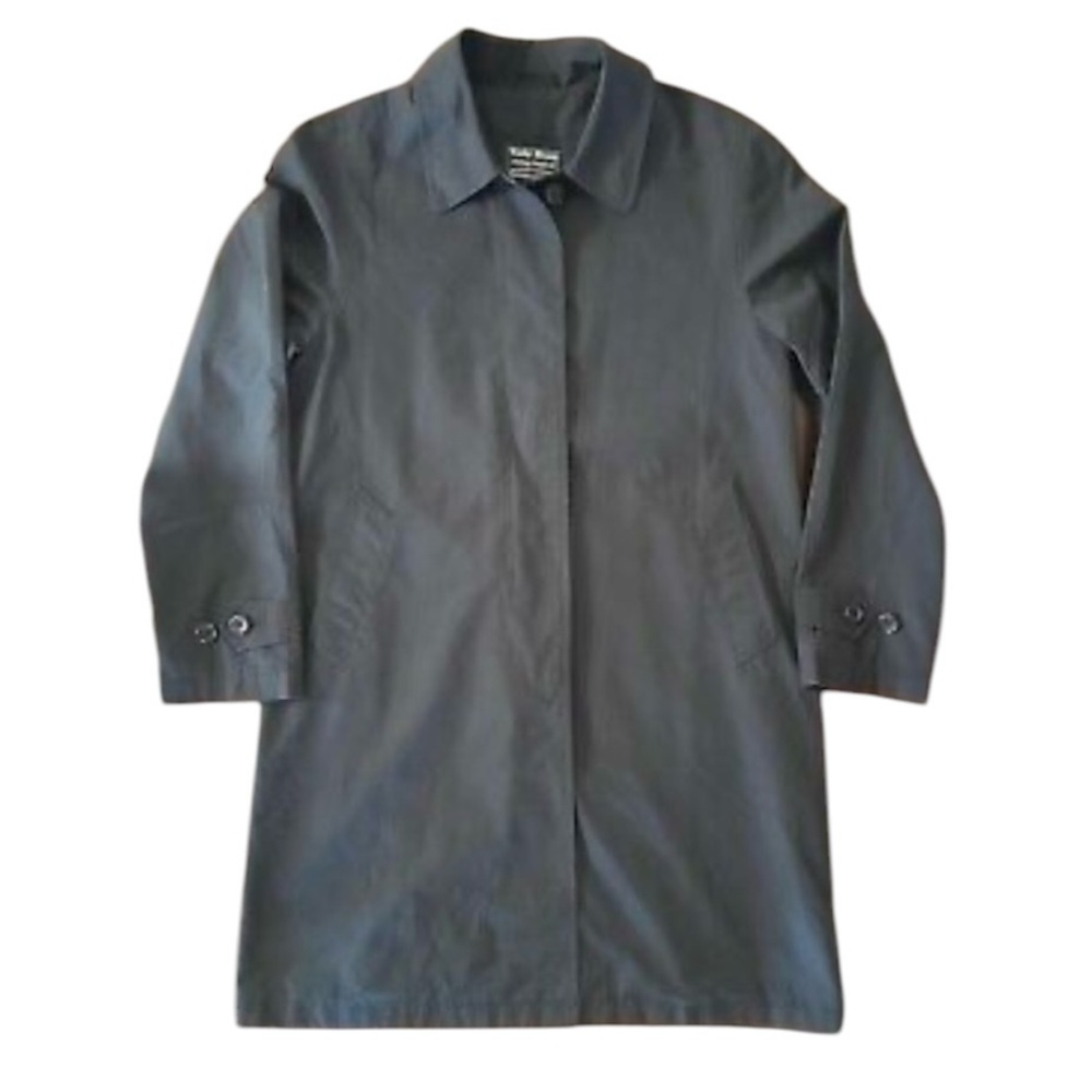 Lucky Brand Vintage Inspired Black Trench Coat Lined Single Breasted M